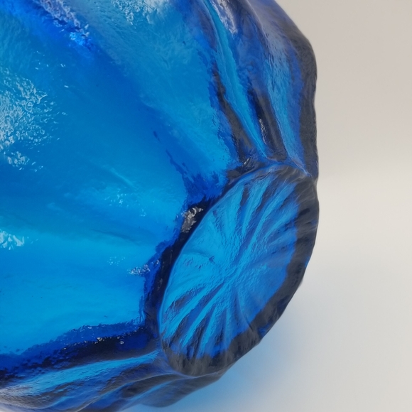 Vintage VIKING GLASS 10" Turquoise Designer Centerpiece Bowl by Wayne Husted USA - Picture 5 of 5